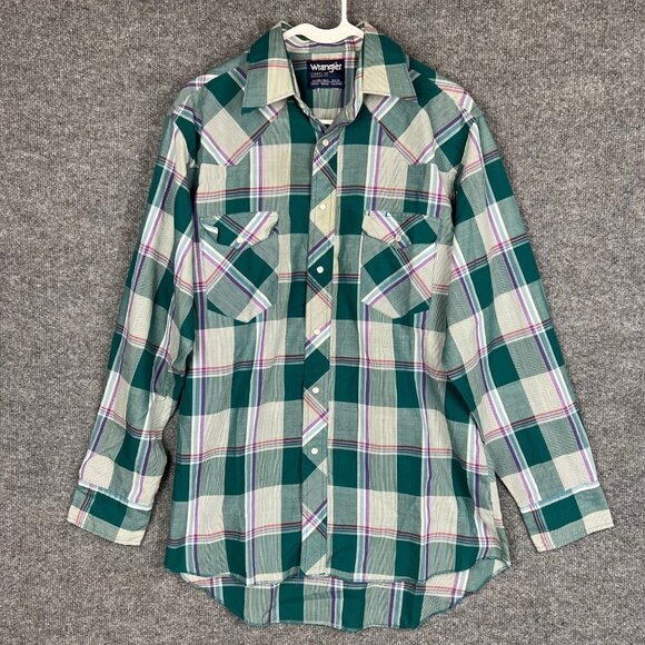 Wrangler Cut Regular Fit X-Long Tails Mens 16x34 Pearl Snap Western Shirt‎ - Picture 1 of 8